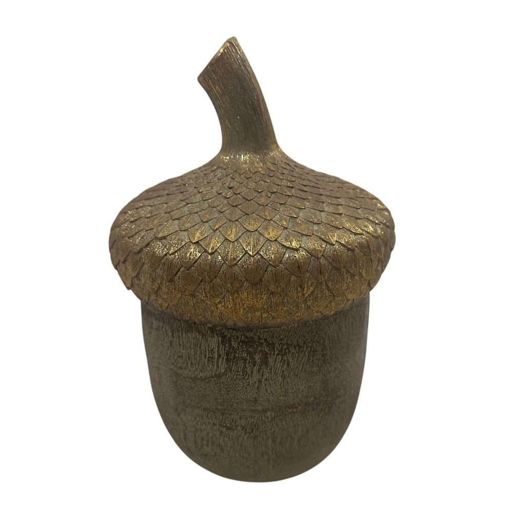 Rustic Gold Metallic Textured Acorn Figurine Fall Autumn Tabletop Decor 9in